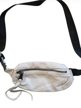 Aimee Kestenberg White Leather Belt Bag with Black Strap